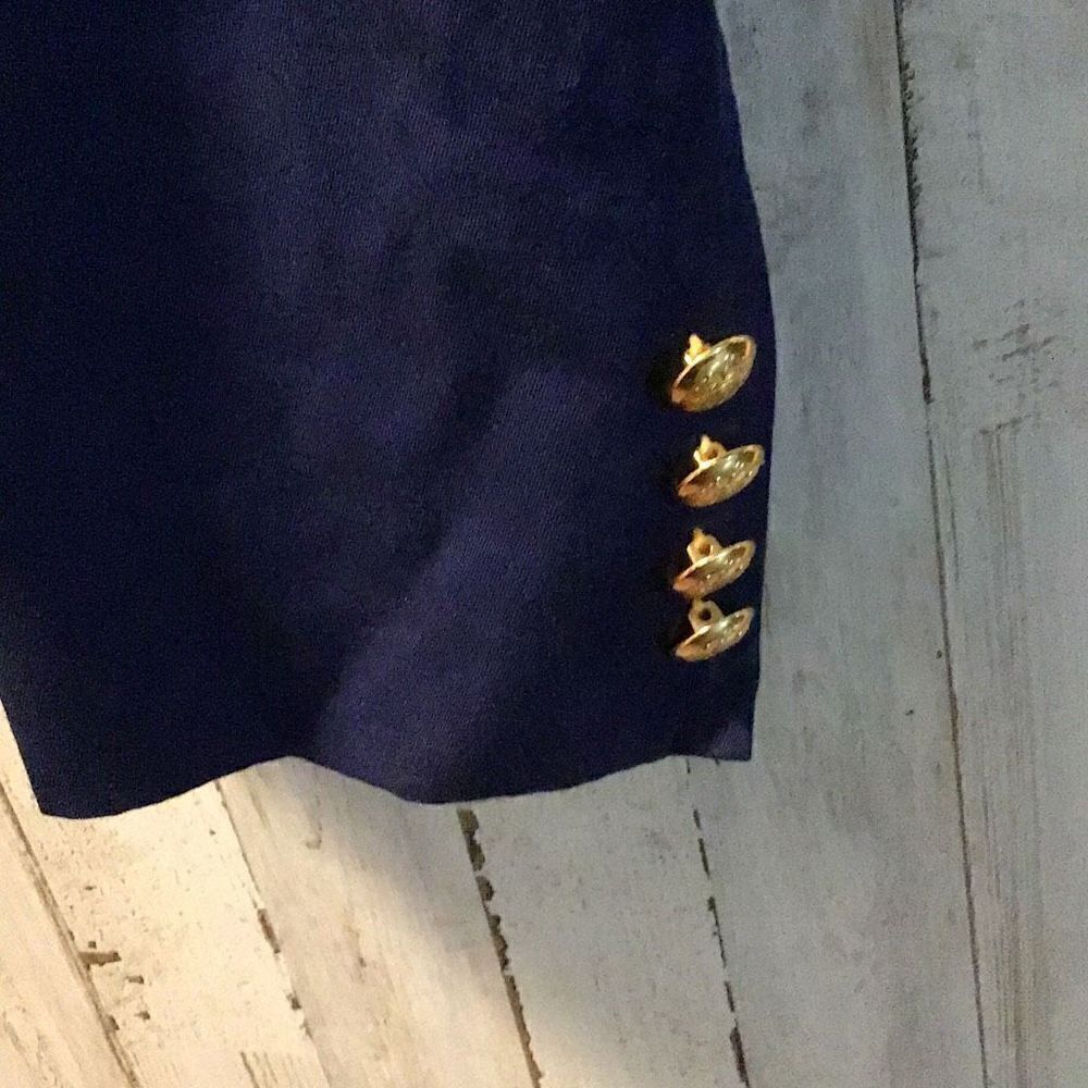 Blazer Vintage, Lauren Ralph Lauren, blue blazer, trimmed in gold appointments - Picture 8 of 8